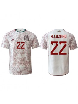 Mexiko Hirving Lozano #22 Replika Borta Kläder VM 2022 Kortärmad